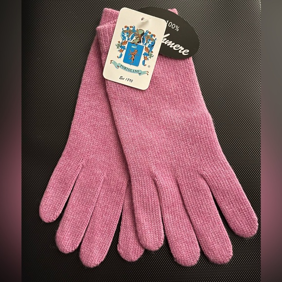 NEW Portolano 100% Cashmere Gloves Bryant Pink - Picture 4 of 6